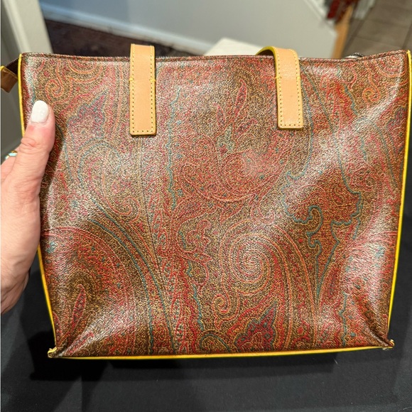 Etro Burgundy Paisley Zip Top Tote Handle Bag
Neon Trim Accents - Picture 12 of 16